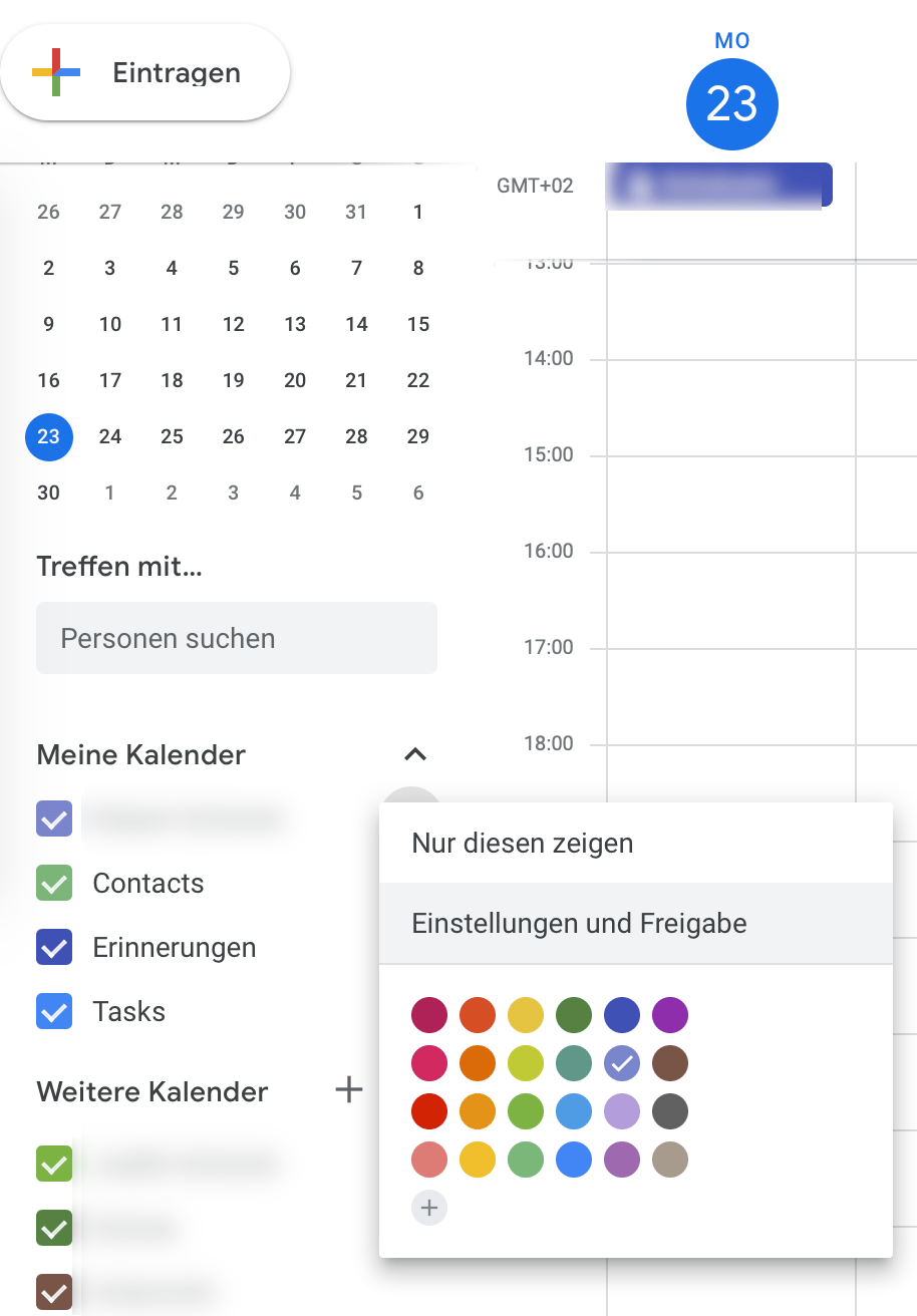 Schritt 1 - Kalender wählen
