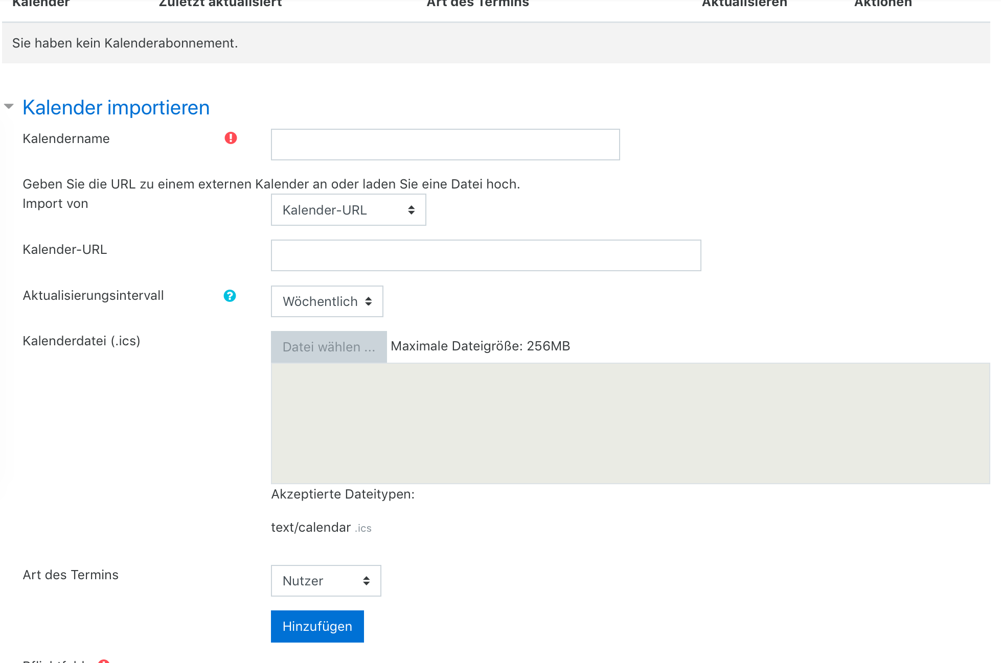 Schritt 3 - Kalenderdaten eingeben