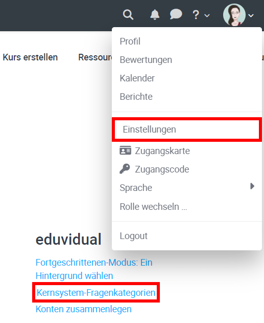 Kernsystem Fragenkategorien