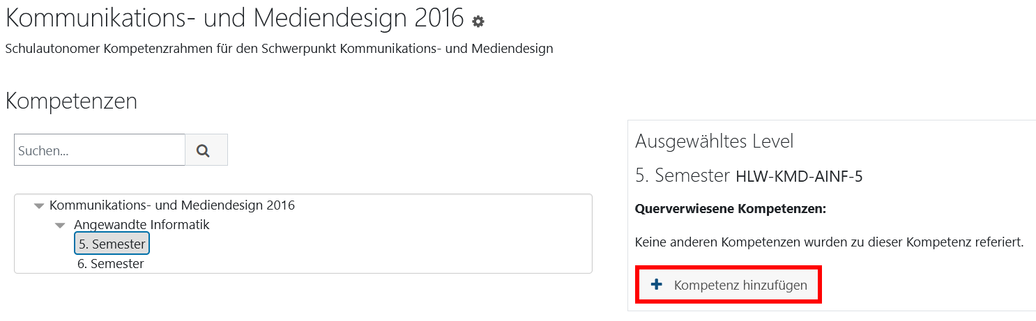 Kompetenz hinzufügen