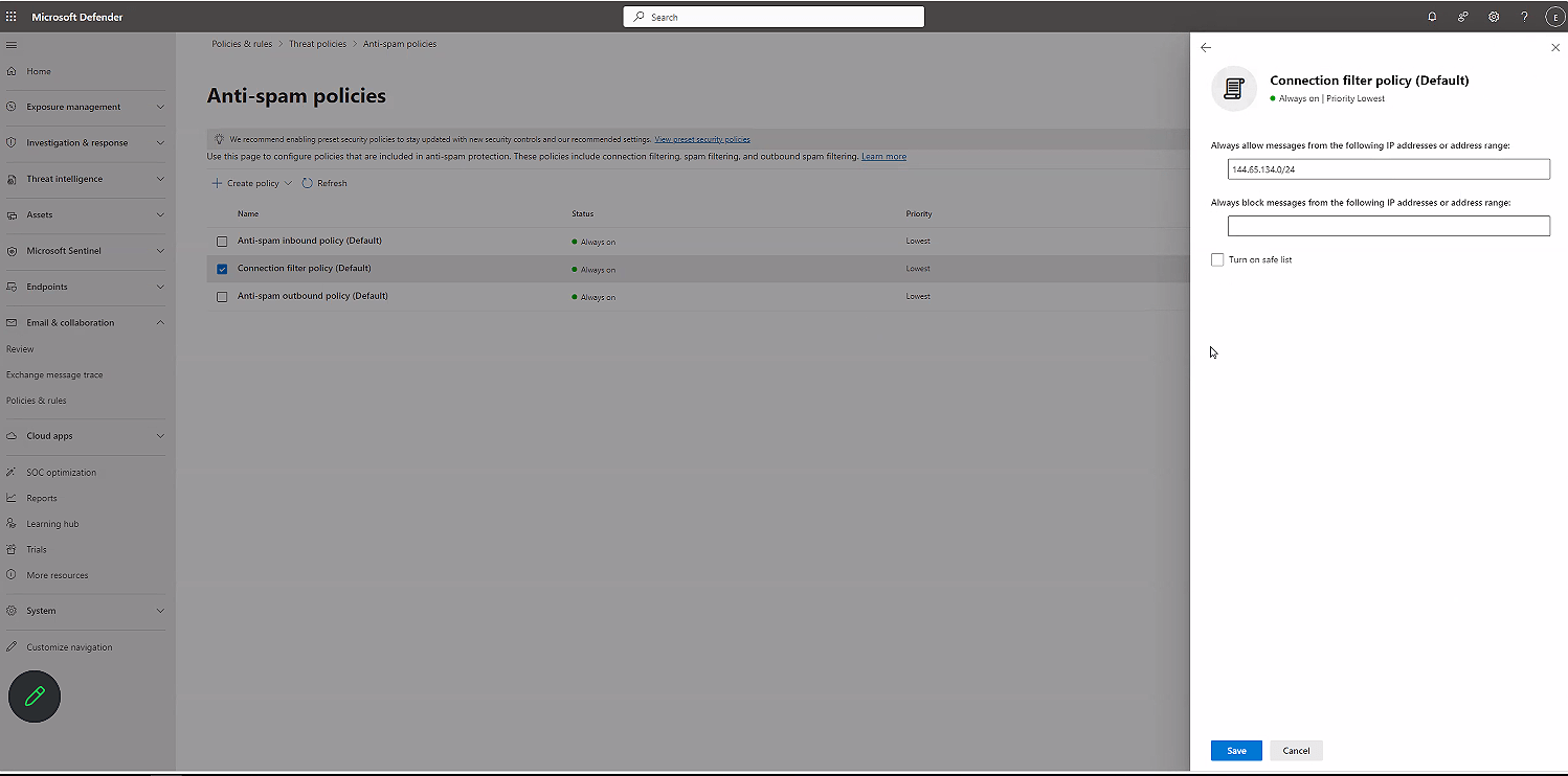 Allow IP Address range