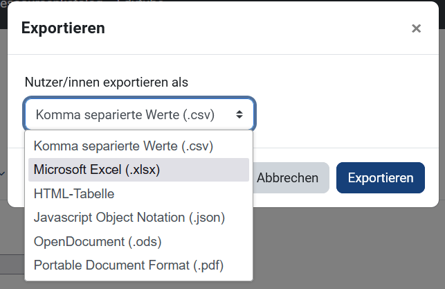 Nutzer/innen exportieren