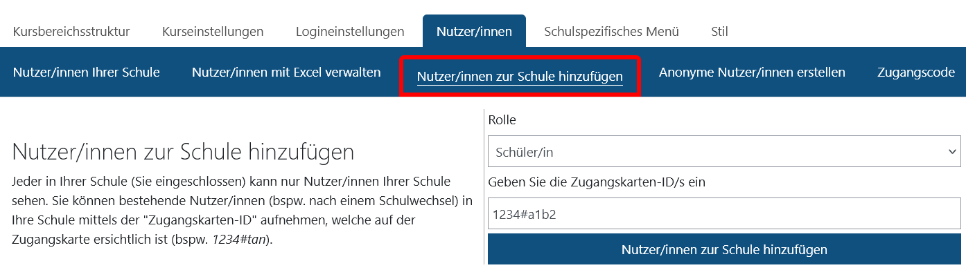 Nutzer/innen zur Schule hinzufügen