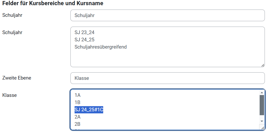Abhängigkeiten in der Kursbereichsstruktur