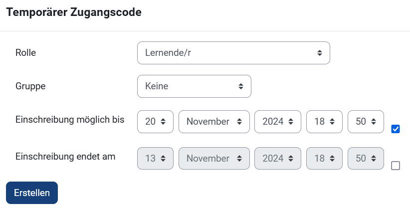 Temporärer Zugangscode