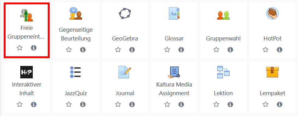 Freie Gruppeneinteilung