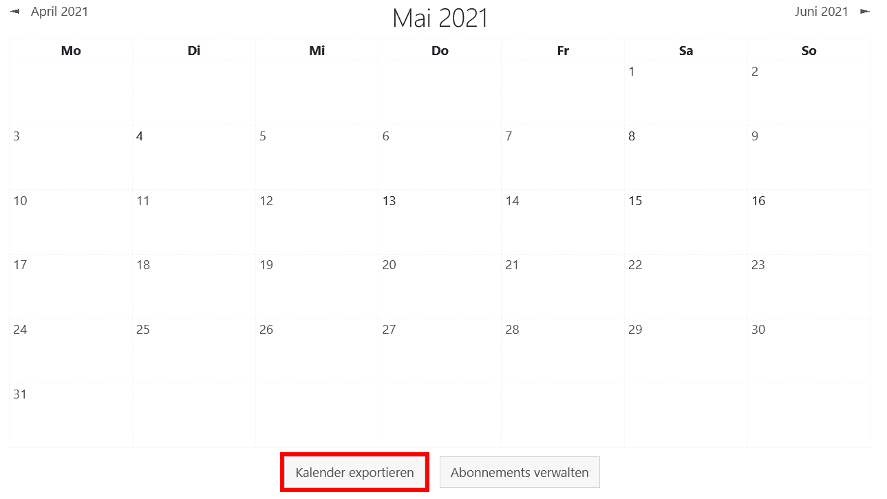 Kalender exportieren