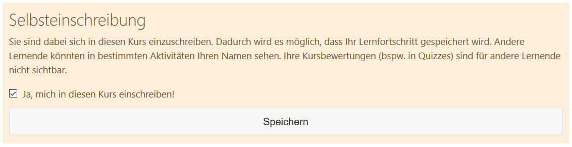 Bestätigung Selbsteinschreibung