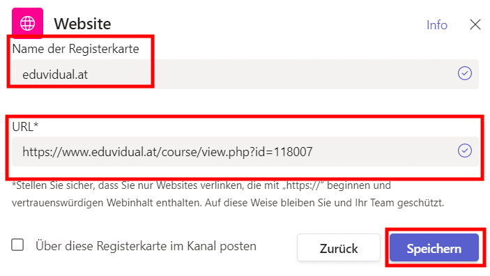 Registerkarte anlegen