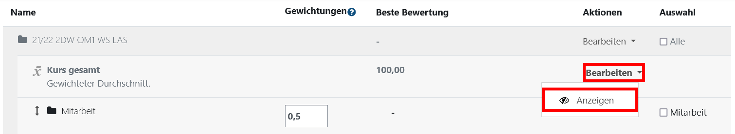 Bewertungen anzeigen
