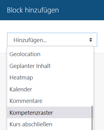 Block Kompetenzraster