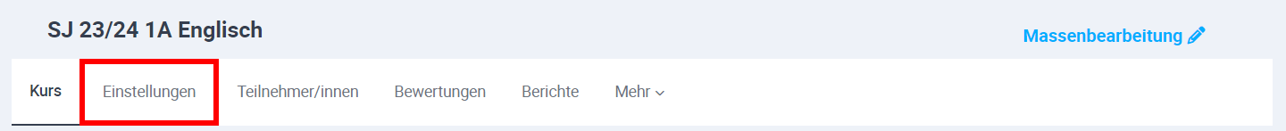 Kurs - Einstellungen