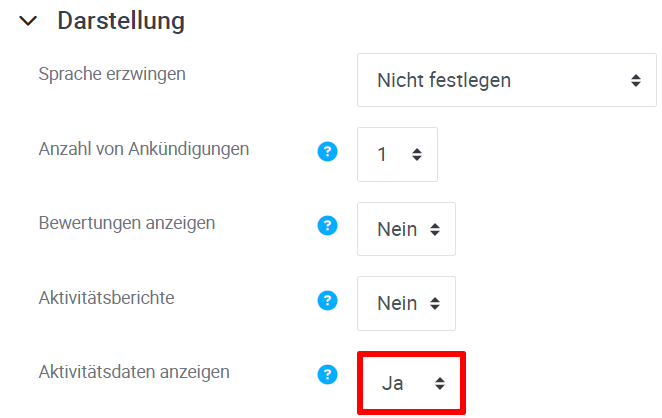 Aktivitätsdaten anzeigen