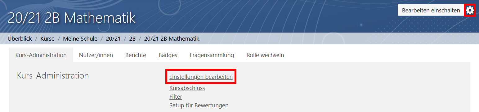 Kurseinstellungen bearbeiten