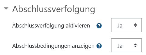 Abschlussbedingungen anzeigen