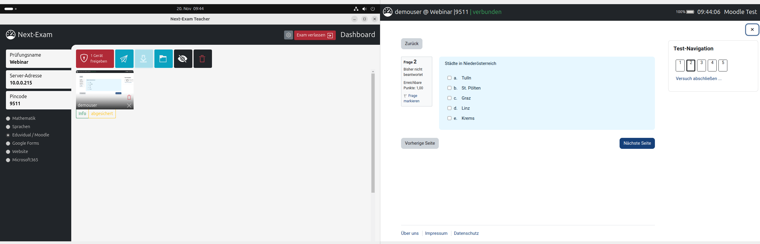 Durchführung der Prüfung