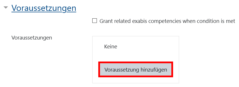 Voraussetzung hinzufügen