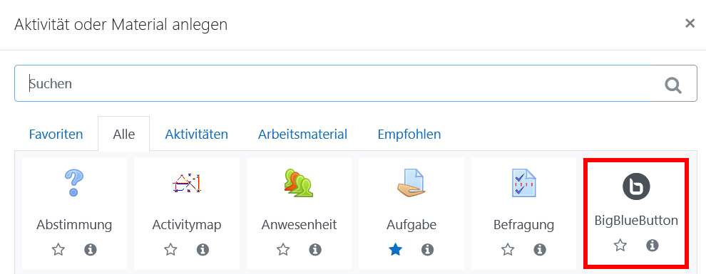BigBlueButton Aktivität hinzufügen