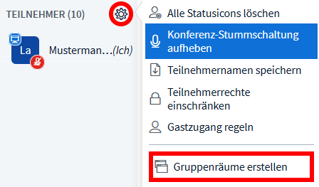 Gruppenräume erstellen