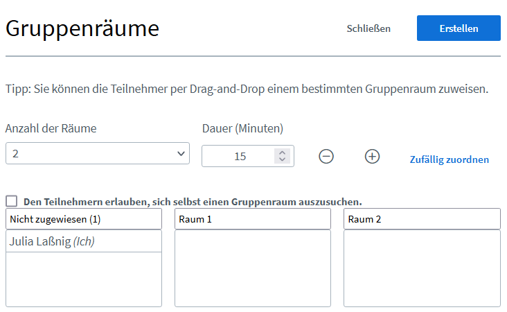 Gruppenräume einrichten