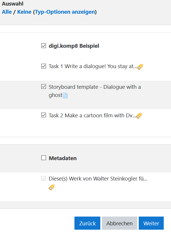 Ressourcen auswählen