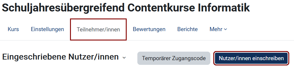Teilnehmer/innen einschreiben