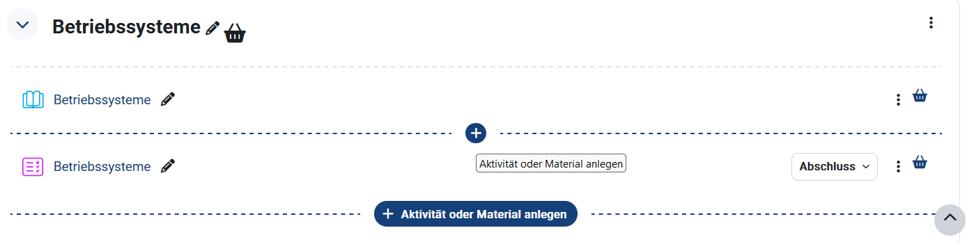 Aktivität oder Material anlegen