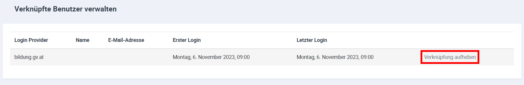 BiP-Verknüpfung aufheben